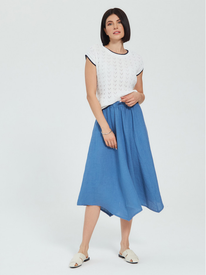 Яркий оригинальный джемпер белого и синего цветов ВТЛ-27