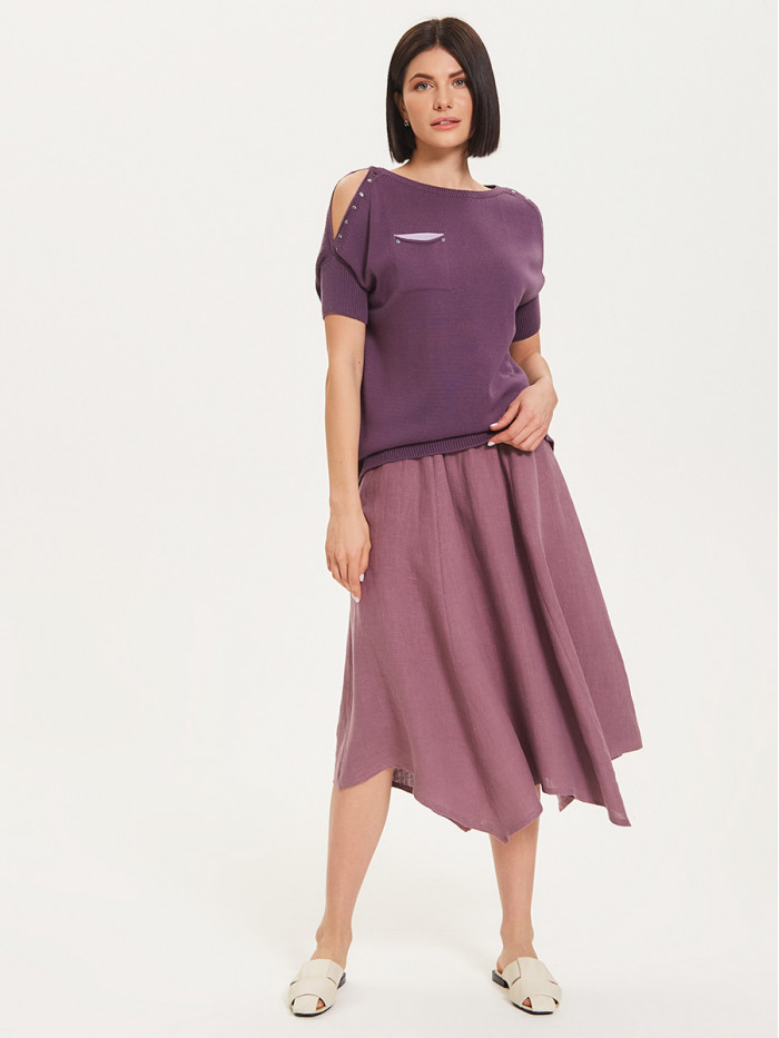 Джемпер женский летний прямого кроя аметистового-сиреневого цвета ВТЛ-32