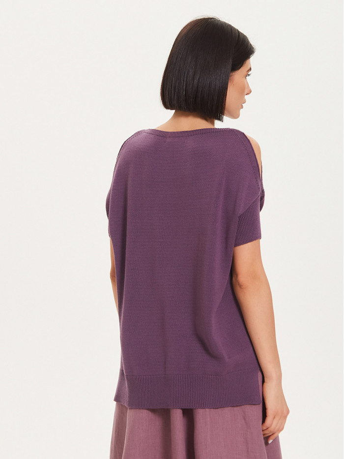 Джемпер женский летний прямого кроя аметистового-сиреневого цвета ВТЛ-32