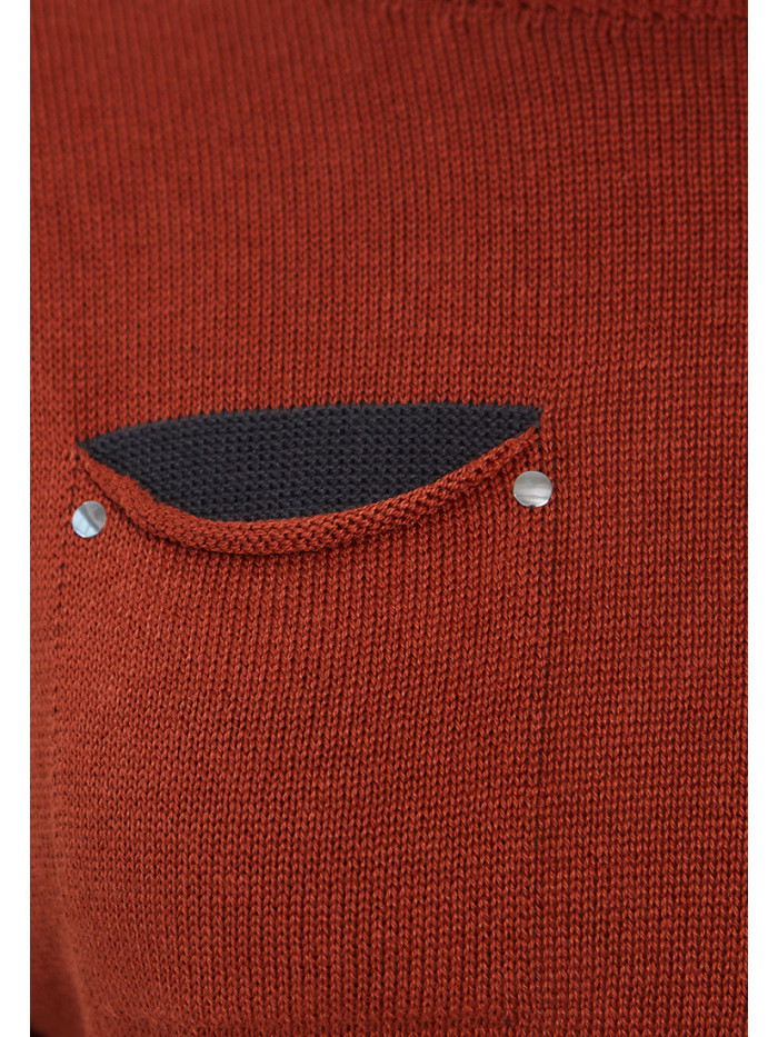Джемпер женский летний прямого кроя терракотового-графитового цвета ВТЛ-32