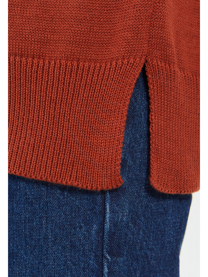 Джемпер женский летний прямого кроя терракотового-графитового цвета ВТЛ-32