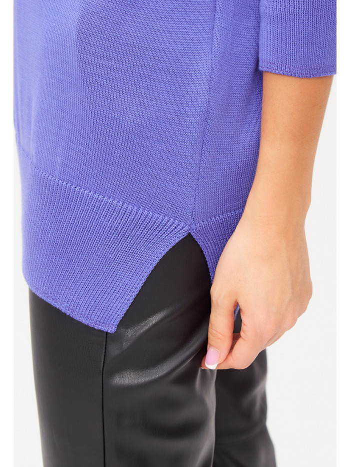 Женский джемпер с ажурной вязкой сине-лилового цвета ВТЛ-38