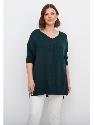 Джемпер женский прямого кроя темно-зеленого цвета ВТЛ-45