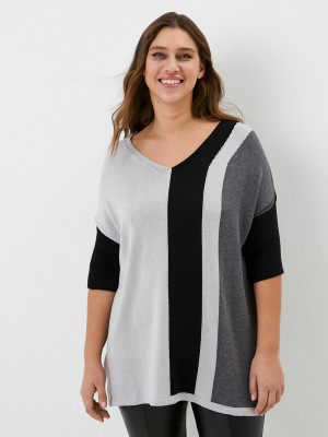 Джемпер прямого кроя с укороченным рукавом чёрного-светло-серого цвета ВТЛ-55