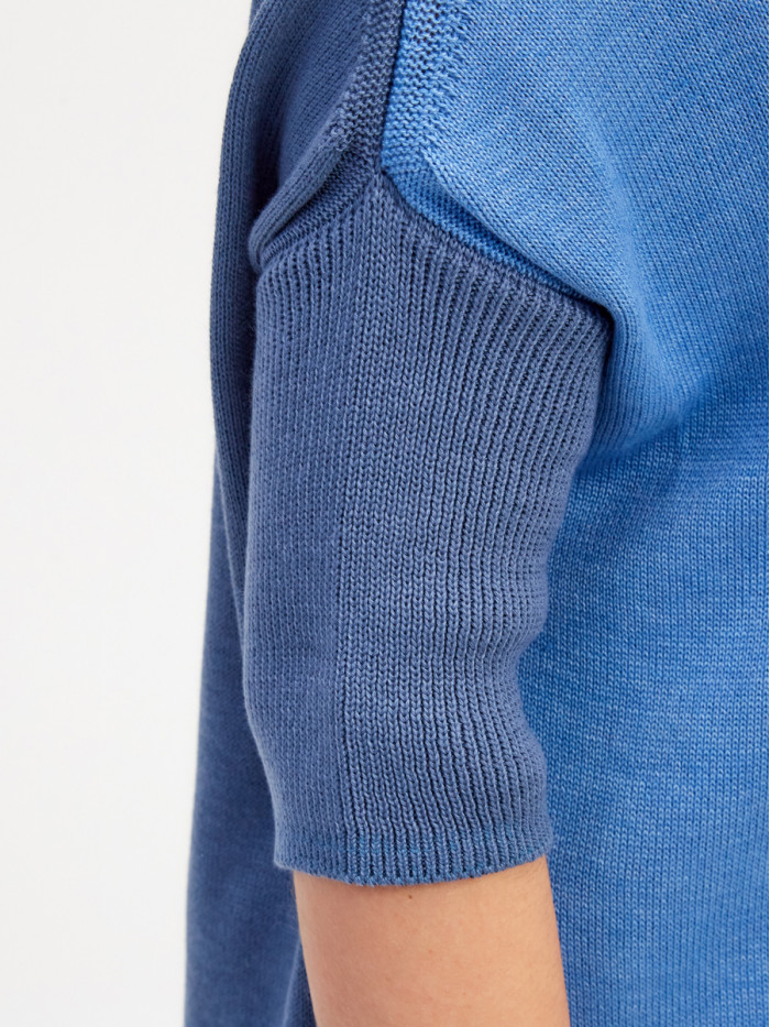 Джемпер прямого кроя с укороченным рукавом серо-голубого-светлого индиго цвета ВТЛ-55