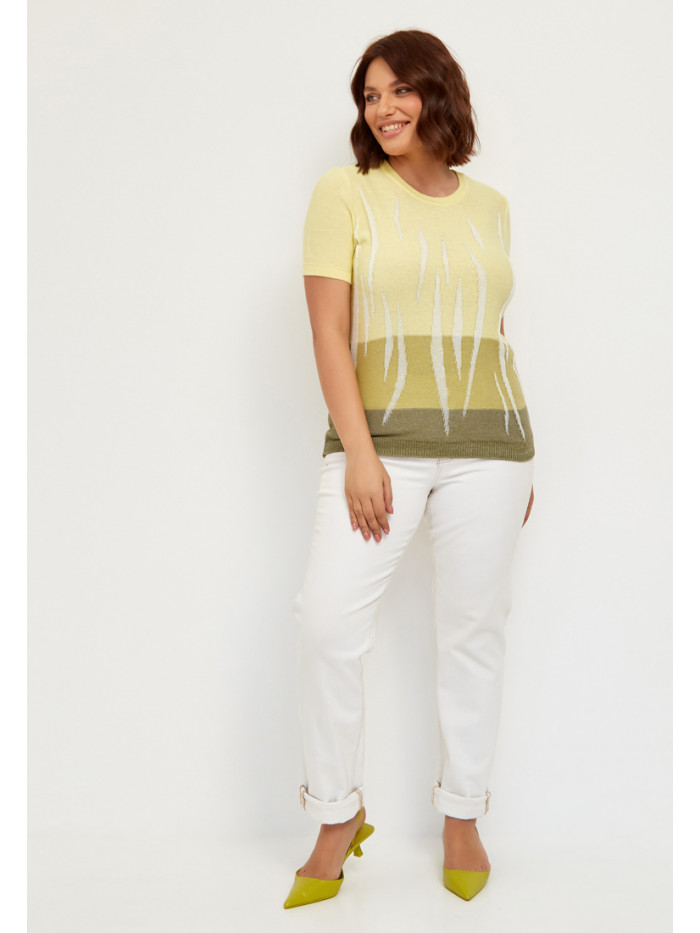 Женский джемпер легкого кроя лимонного-оливкового-хаки цвета ВТЛ-57