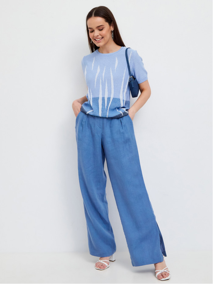 Яркий красочный женский джемпер светло-голубого цвета ВТЛ-57