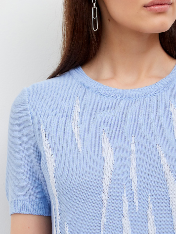 Яркий красочный женский джемпер светло-голубого цвета ВТЛ-57