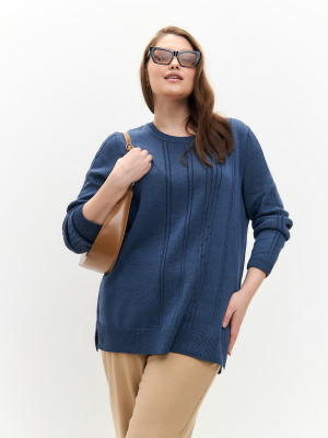 Женский классический джемпер цвета индиго ВТЛ-61
