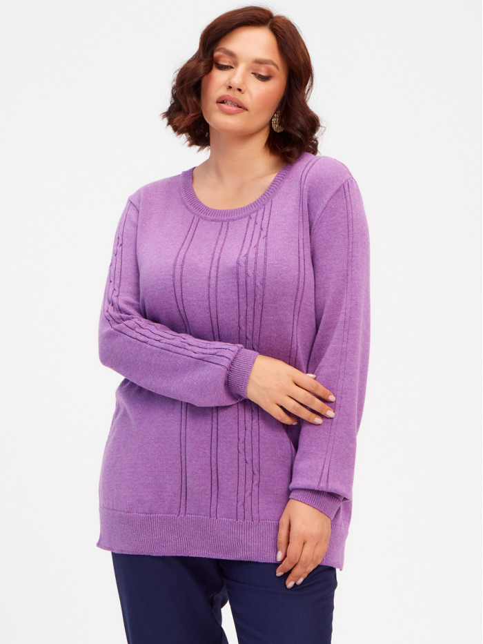 Женский классический джемпер ярко-сиреневого цвета ВТЛ-61