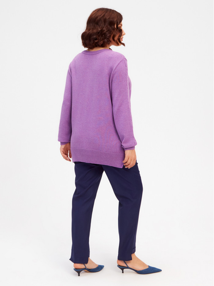 Женский классический джемпер ярко-сиреневого цвета ВТЛ-61