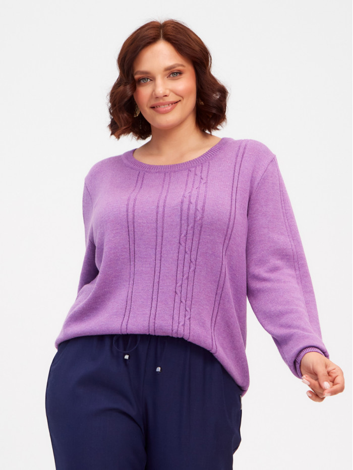 Женский классический джемпер ярко-сиреневого цвета ВТЛ-61