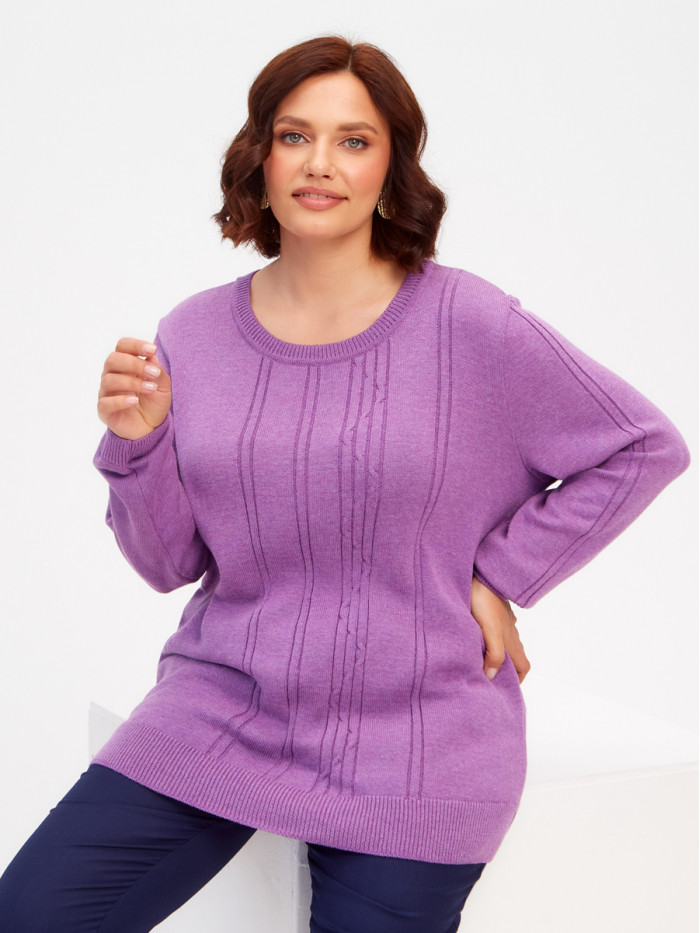 Женский классический джемпер ярко-сиреневого цвета ВТЛ-61