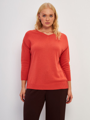 Джемпер с V-образным вырезом персикового цвета ВТЛ-63