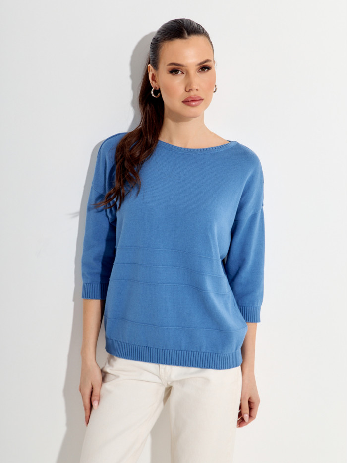 Элегантный классический джемпер джинсового цвета ВТЛ-75