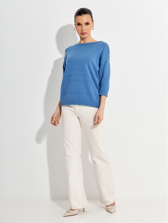 Элегантный классический джемпер джинсового цвета ВТЛ-75