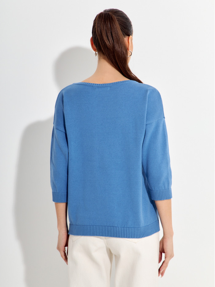 Элегантный классический джемпер джинсового цвета ВТЛ-75