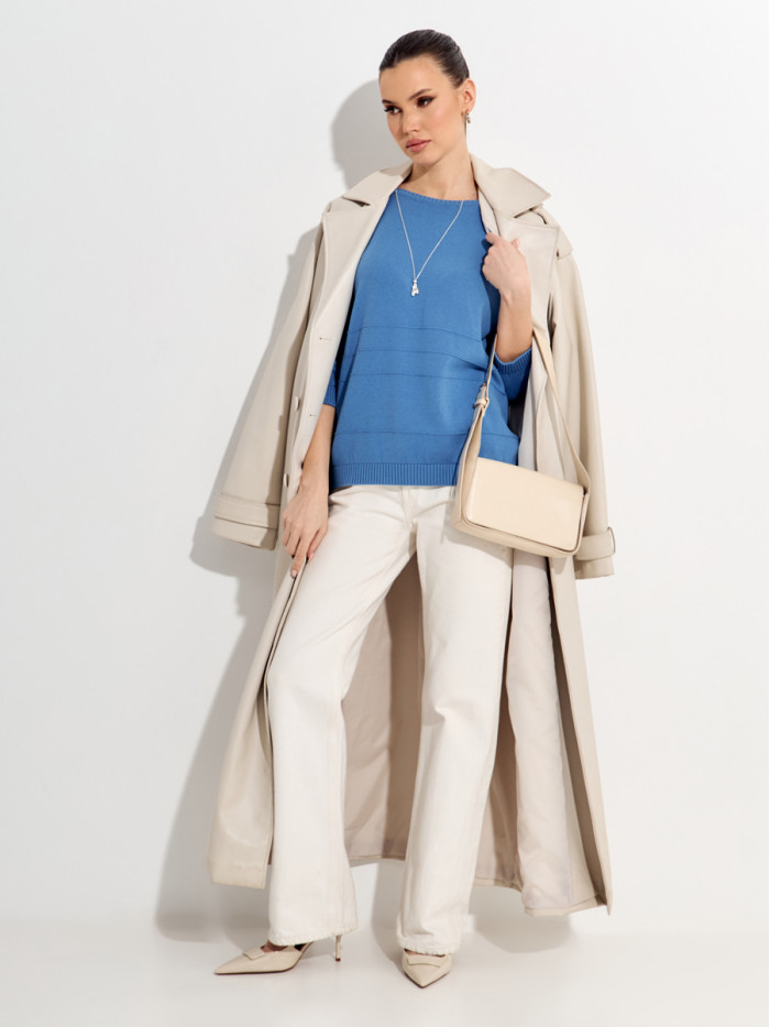 Элегантный классический джемпер джинсового цвета ВТЛ-75