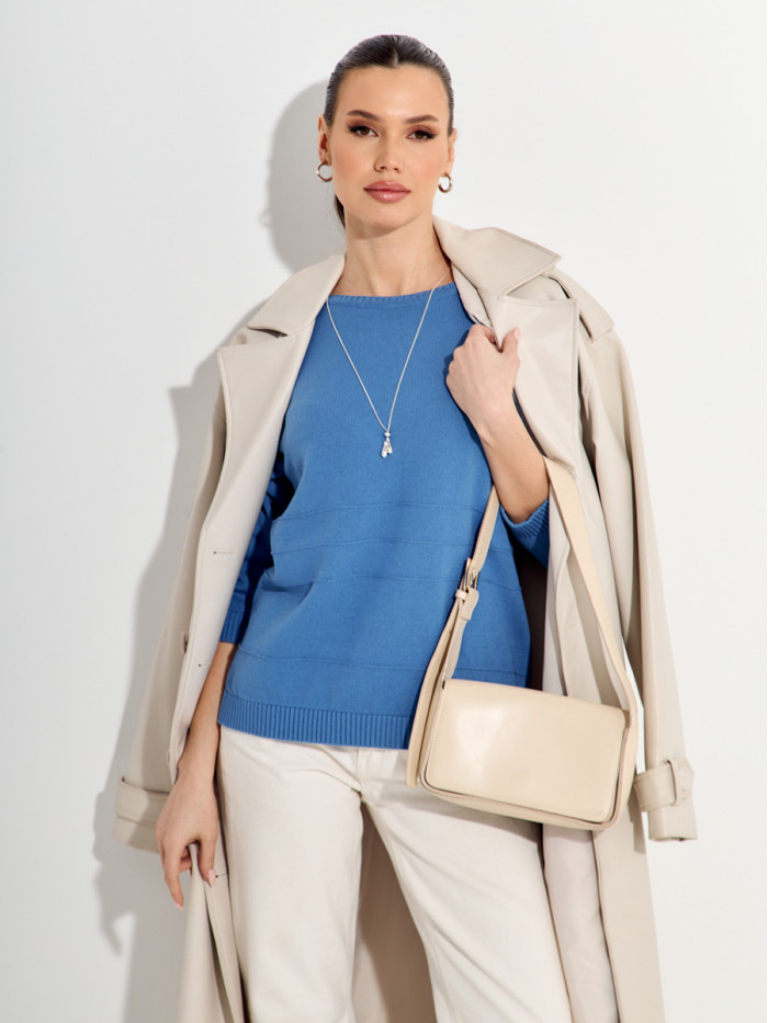 Элегантный классический джемпер джинсового цвета ВТЛ-75