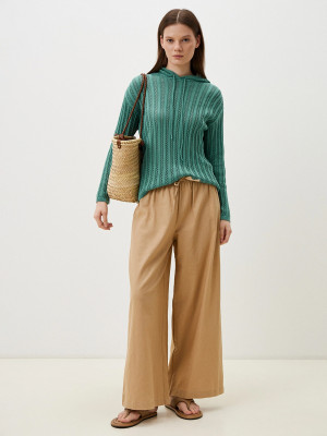 Ажурный джемпер с капюшоном ментолового цвета ВТЛ-76