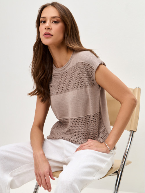 Ажурный легкий джемпер сер...