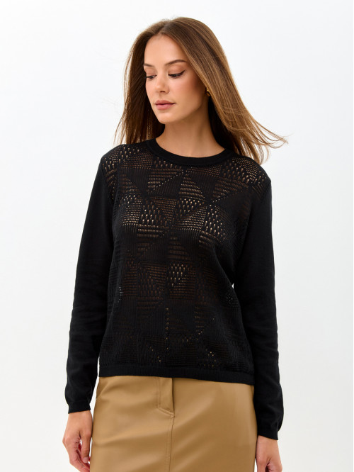 Ажурный легкий джемпер чер...