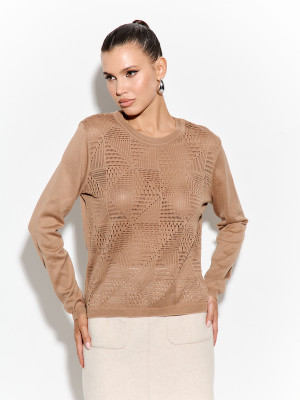 Ажурный легкий джемпер песочного цвета ВТЛ-82
