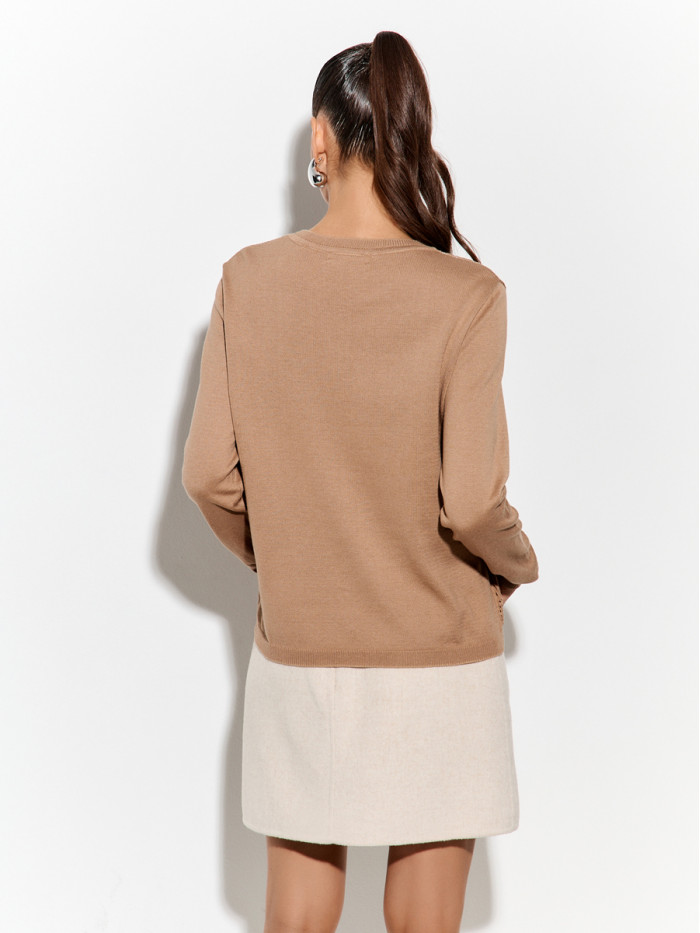 Ажурный легкий джемпер песочного цвета ВТЛ-82