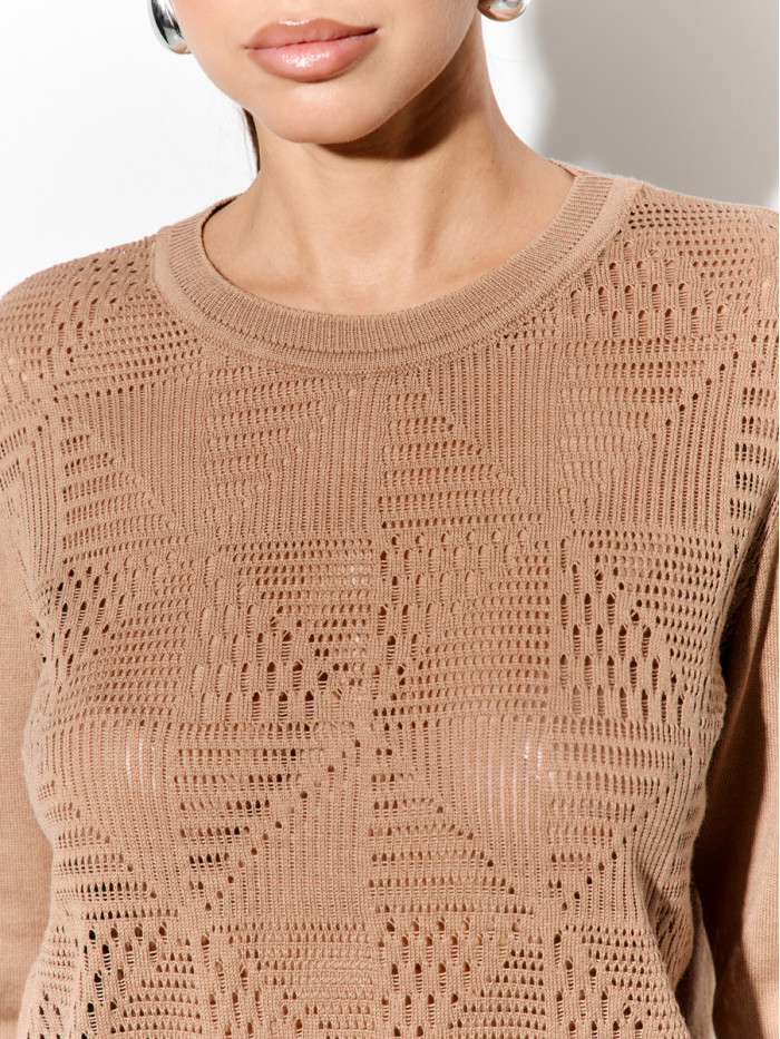 Ажурный легкий джемпер песочного цвета ВТЛ-82