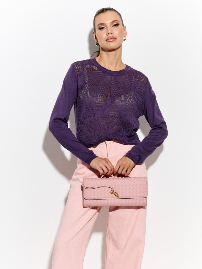 Ажурный легкий джемпер темно-фиолетового цвета ВТЛ-82