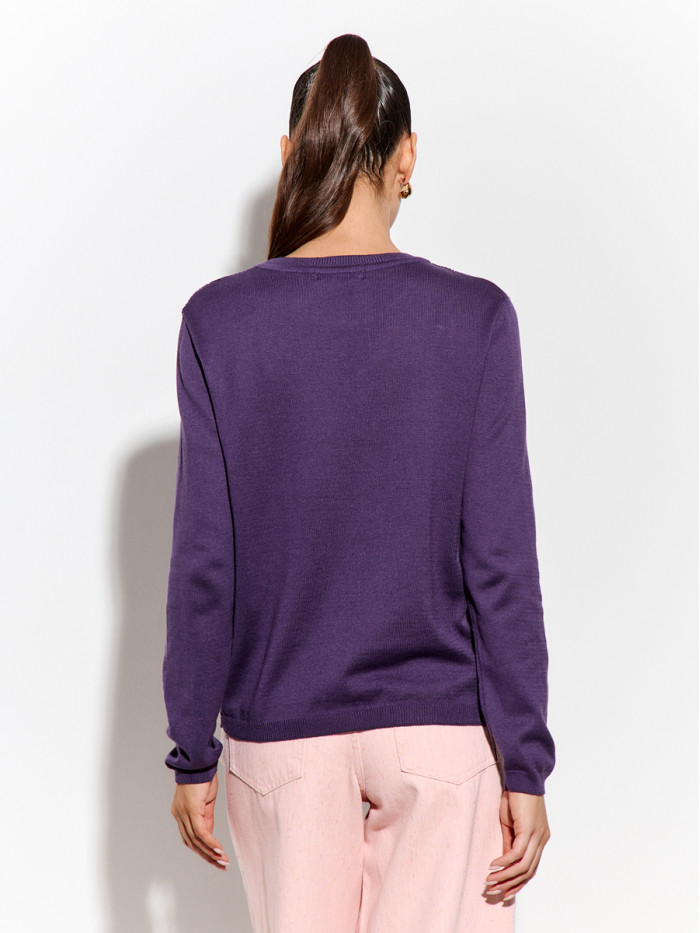 Ажурный легкий джемпер темно-фиолетового цвета ВТЛ-82