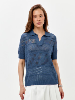 Ажурный джемпер цвет индиго ВТЛ-83