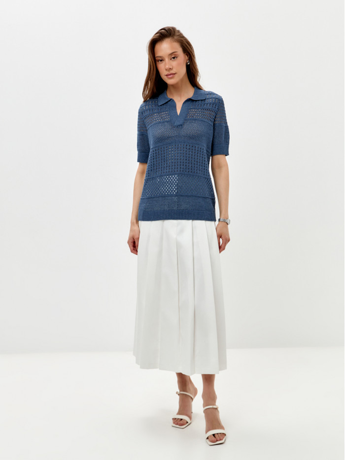 Ажурный джемпер цвет индиго ВТЛ-83