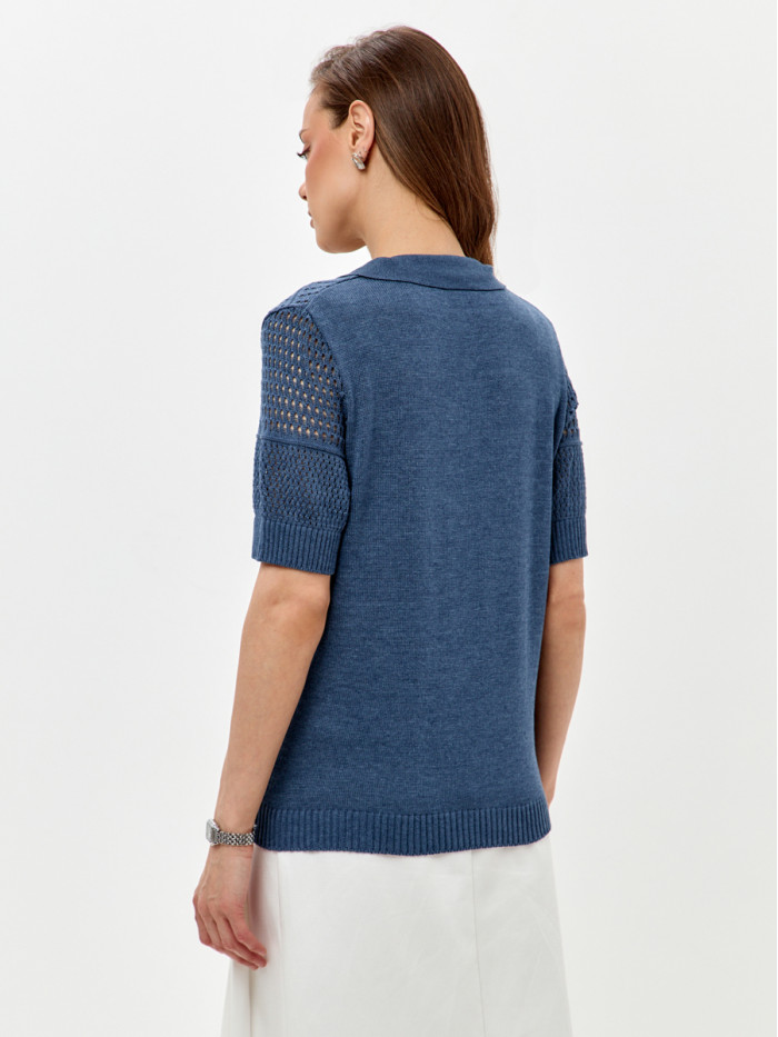 Ажурный джемпер цвет индиго ВТЛ-83