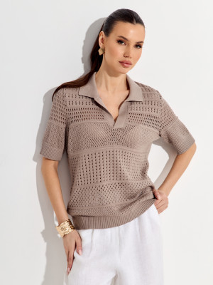 Ажурный джемпер цвет серо-бежевый ВТЛ-83