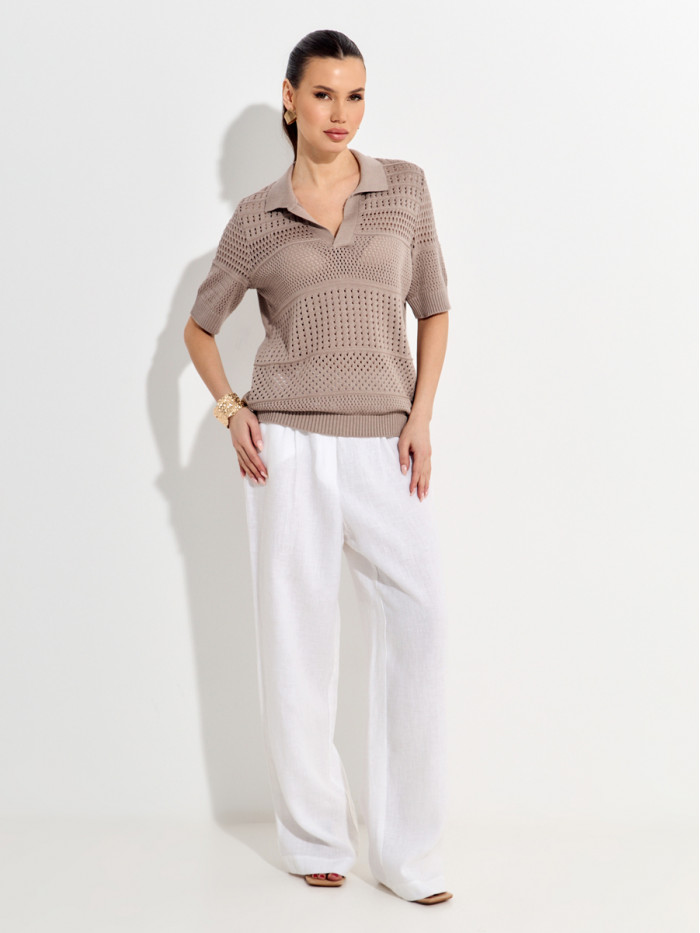 Ажурный джемпер цвет серо-бежевый ВТЛ-83