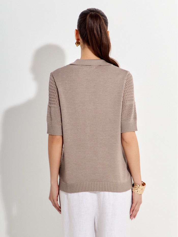 Ажурный джемпер цвет серо-бежевый ВТЛ-83