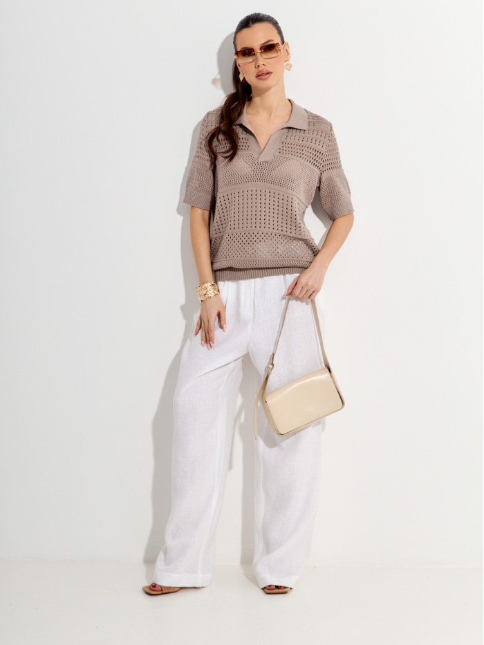 Ажурный джемпер цвет серо-бежевый ВТЛ-83