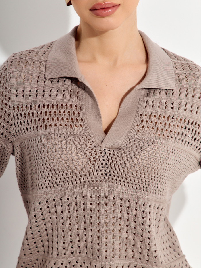 Ажурный джемпер цвет серо-бежевый ВТЛ-83
