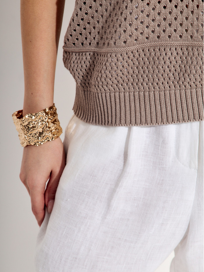 Ажурный джемпер цвет серо-бежевый ВТЛ-83