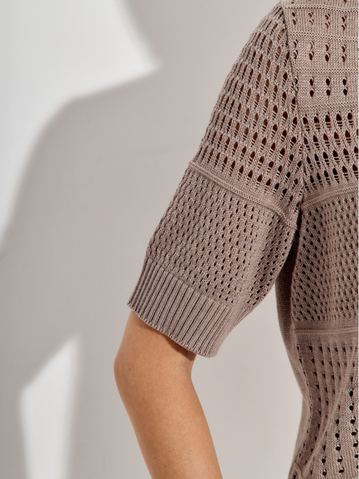 Ажурный джемпер цвет серо-бежевый ВТЛ-83