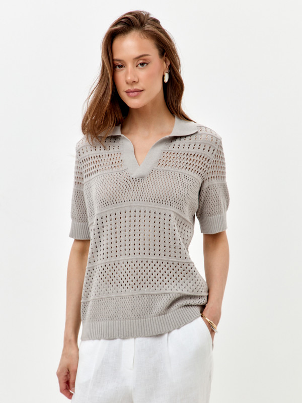 Ажурный джемпер цвет светло-серый ВТЛ-83