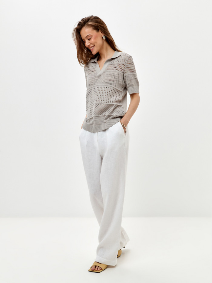 Ажурный джемпер цвет светло-серый ВТЛ-83