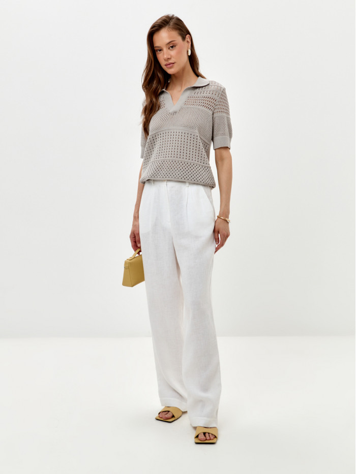 Ажурный джемпер цвет светло-серый ВТЛ-83