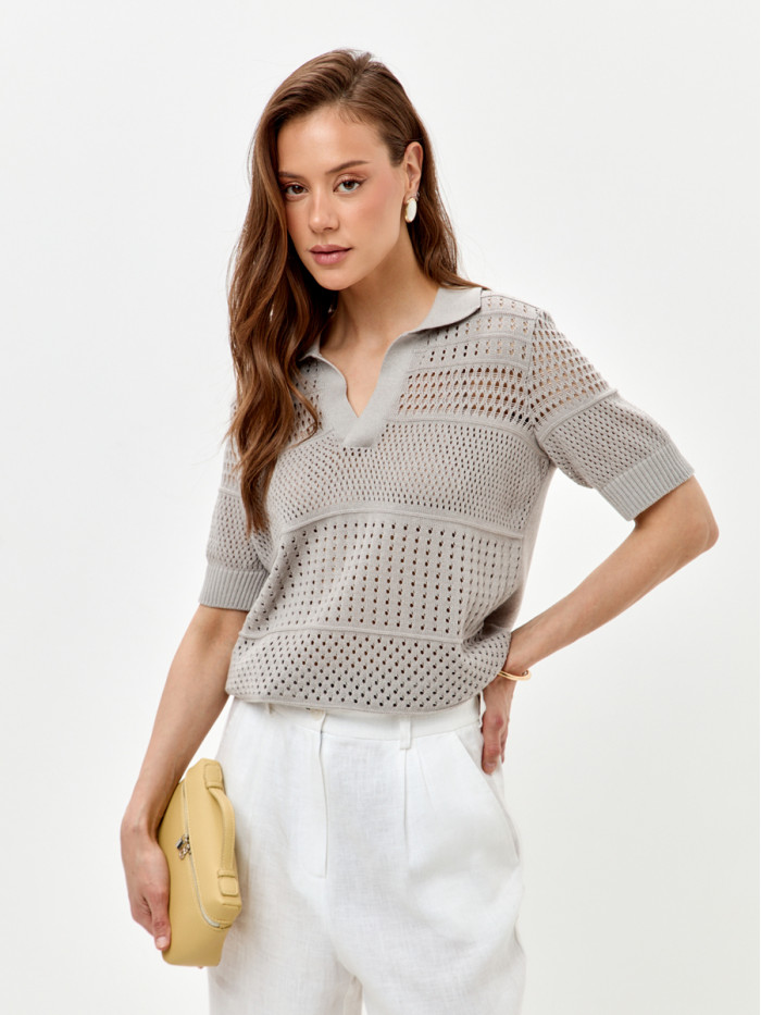 Ажурный джемпер цвет светло-серый ВТЛ-83