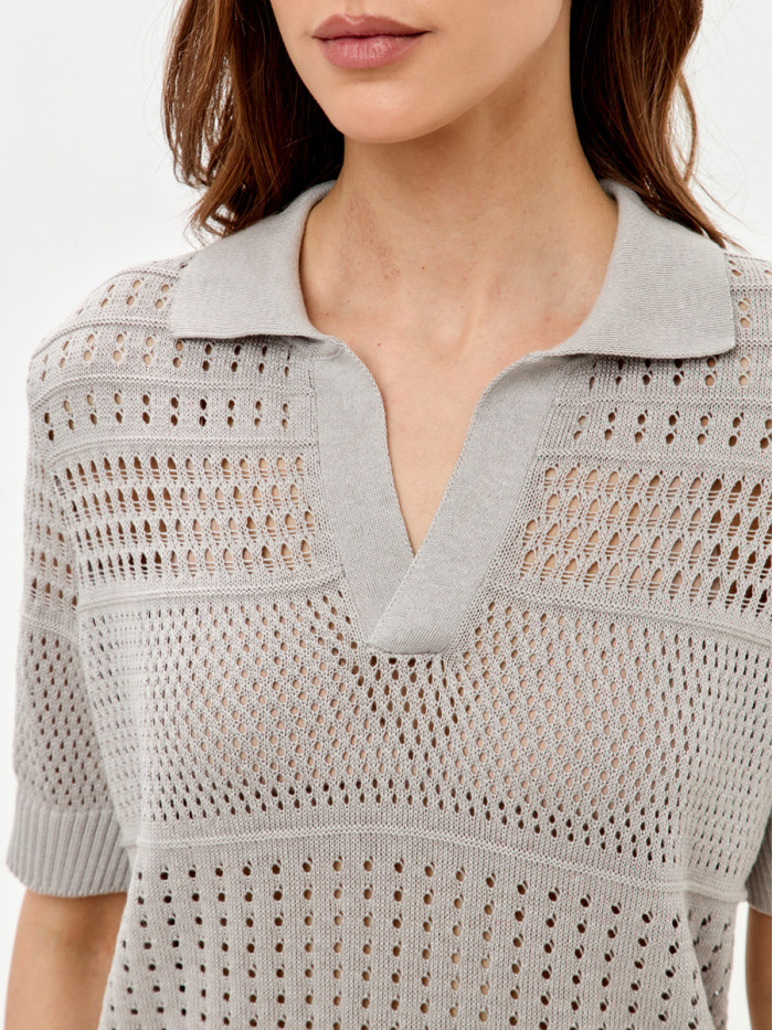 Ажурный джемпер цвет светло-серый ВТЛ-83