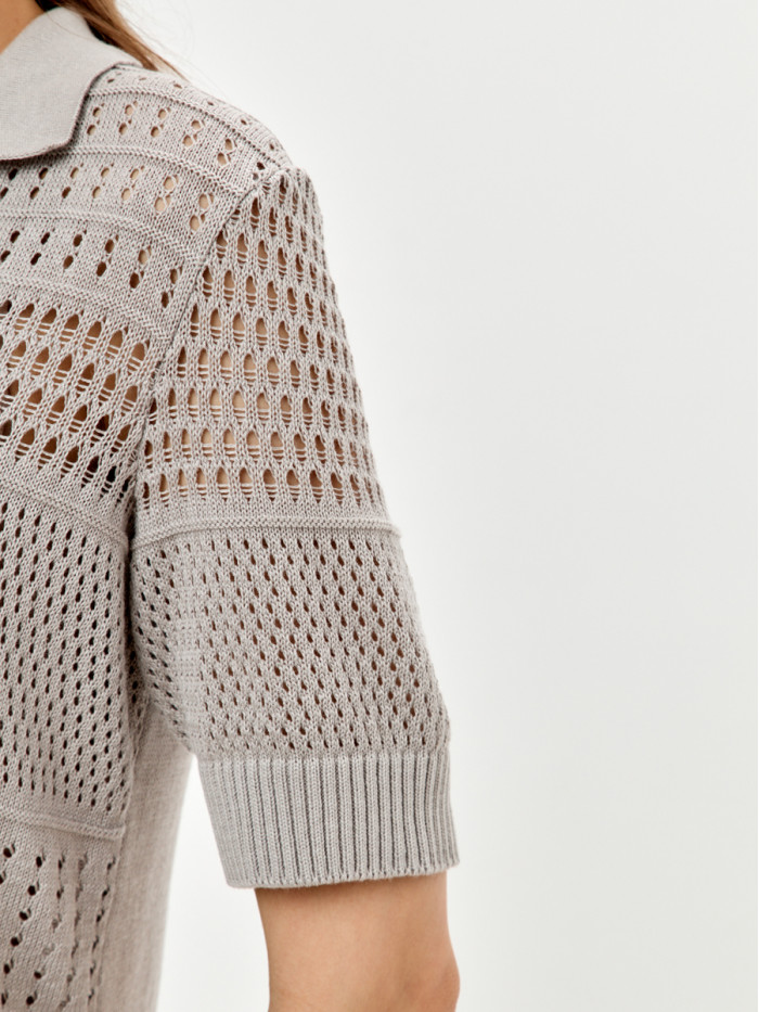 Ажурный джемпер цвет светло-серый ВТЛ-83