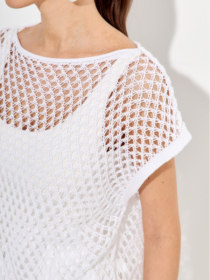 Свободный ажурный джемпер цвет белый ВТЛ-85
