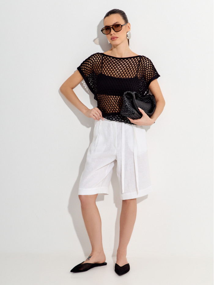 Свободный ажурный джемпер цвет черный ВТЛ-85