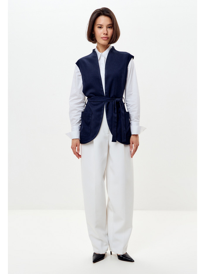 Модный жилет с запахом цвет синий ЖД-02